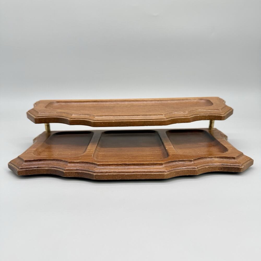 Vintage Wooden Dresser Desk Top Organizer 2 Tier Valet Mid Century 12 x 5.75 x 3 - Picture 2 of 9